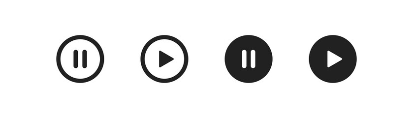 Wall Mural - play and pause button, line simple icon. stop illustration concept in vector flat