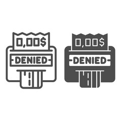 Poster - Denied payment on terminal with card line and solid icon, Payment problem concept, terminal with credit card sign on white background, Cancellation purchase in POS terminal icon outline style. Vector.