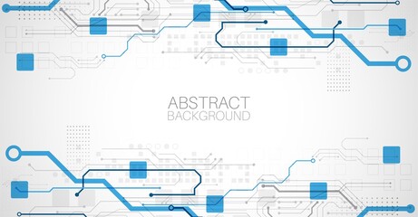 Abstract technology concept. Circuit board, high computer color background. Vector illustration with space for content, web - template, business tech presentation.