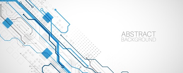Abstract technology concept. Circuit board, high computer color background. Vector illustration with space for content, web - template, business tech presentation.