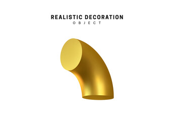 Poster - 3d objects realistic metallic gold color. geometric elements isolated on white background. geometry 