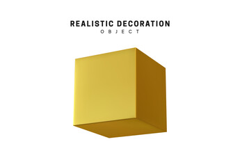 Poster - golden cube ant tor metal. 3d object shapes cube and geometric block, square. isolated on white back