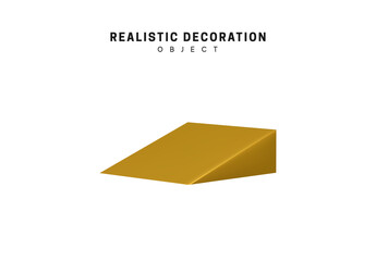 Poster - Golden geometric 3d object isolated on white background. Gold metallic geometry elements. Realistic acute triangle vector illustration.