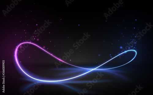 Cuadros en Lienzo Neon circle light line on ground