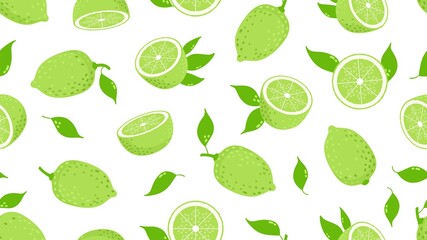 Poster - Citrus pattern. Lime slices, fresh juicy lemon fruits background. Isolated vegan vitamin green food vector seamless texture. Lemon healthy, tropical fruit wallpaper pattern illustration