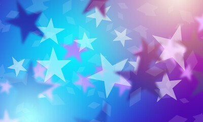 Poster - Background from many stars. Stars on a blue-pink background. Texture contains geometric shapes. Texture of a large number of stars in different shades. Blue abstract background.