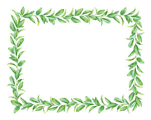  Floral frame with watercolor green branches