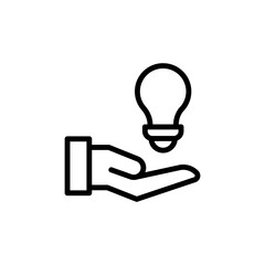 Poster - Hand, bulb, idea icon. Simple line, outline vector elements of knowledge icons for ui and ux, website or mobile application