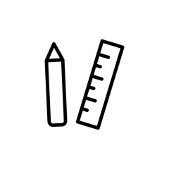 Poster - Ruler, pen icon. Simple line, outline vector elements of knowledge icons for ui and ux, website or mobile application