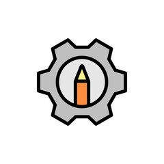 Poster - Engineering, pen, gear icon. Simple color with outline vector elements of knowledge icons for ui and ux, website or mobile application