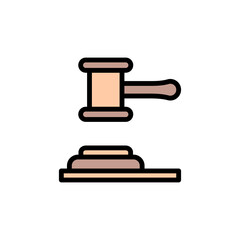 Poster - Law, hammer icon. Simple color with outline vector elements of knowledge icons for ui and ux, website or mobile application