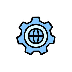 Poster - Gear, global, engineering icon. Simple color with outline vector elements of knowledge icons for ui and ux, website or mobile application