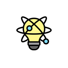Poster - Bulb, atoms, innovation icon. Simple color with outline vector elements of innovations icons for ui and ux, website or mobile application