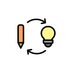 Poster - Pen, bulb, innovation icon. Simple color with outline vector elements of innovations icons for ui and ux, website or mobile application