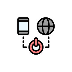 Canvas Print - Digital, control, phone, global icon. Simple color with outline vector elements of innovations icons for ui and ux, website or mobile application