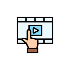 Poster - Interactive content, innovation icon. Simple color with outline vector elements of innovations icons for ui and ux, website or mobile application