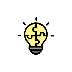 Poster - Puzzle, bulb, innovation icon. Simple color with outline vector elements of innovations icons for ui and ux, website or mobile application