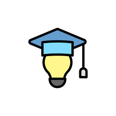 Poster - Graduation hat, bulb, innovation icon. Simple color with outline vector elements of innovations icons for ui and ux, website or mobile application