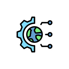 Poster - Technology, gear, Earth, chips icon. Simple color with outline vector elements of innovations icons for ui and ux, website or mobile application