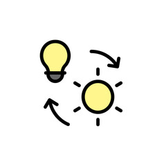 Poster - Solar energy, sun, bulb icon. Simple color with outline vector elements of innovations icons for ui and ux, website or mobile application