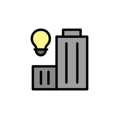 Poster - Innovation center, building, bulb icon. Simple color with outline vector elements of innovations icons for ui and ux, website or mobile application