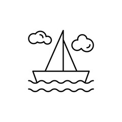Poster - Sailboat, travel icon. Simple line, outline vector elements of tourism for ui and ux, website or mobile application
