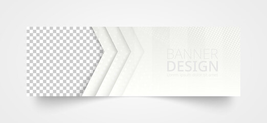 Wall Mural - White banner design template, place for image with transparent grid.