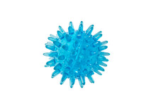 Small Spiny Blue Massage Ball Isolated On White.