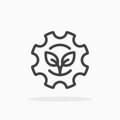 Canvas Print - Plant and gear icon in line style. Editable stroke.