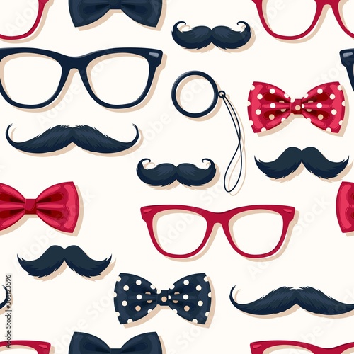 Cuadros en Lienzo Seamless pattern with moustache in retro style