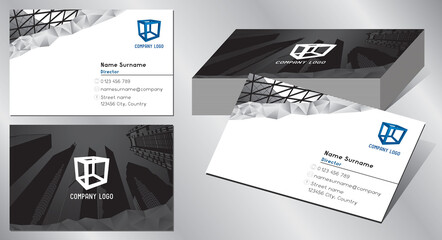 Businesscard template (85x55 mm) - modern office buildings/ skyscrapers