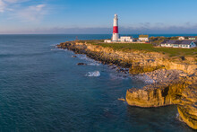 View By Drone Of Portland Bill Lighthouse, Portland Bill, Isle Of Portland, Dorset