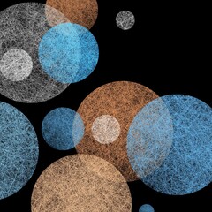 Wall Mural - abstract background pattern with blue orange and white circles with transparent texture layered in modern graphic art design