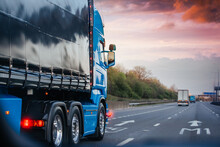 Lorry Motion Traffic Transport On Motorway In Motion