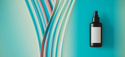 Poster - Minimal background for soft and smooth concept. Green and pink cream ripple surface background. 3d rendering illustration. Object isolate clipping path included.