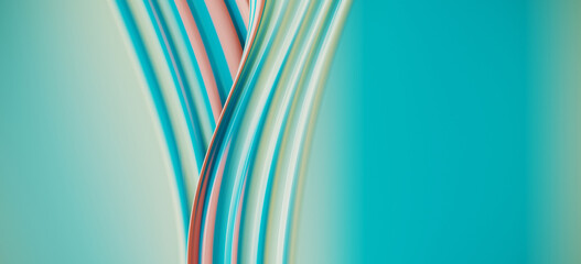 Poster - Minimal background for soft and smooth concept. Green and pink cream ripple surface background. 3d rendering illustration.