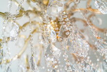 Chandelier With Sparkling Crystal, Background In Bright Colors