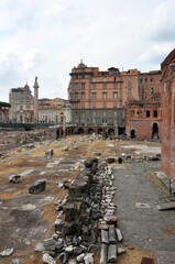 The magnificent historical center of the ancient city of Rome. Ancient ruins. Sightseeing in 2019.