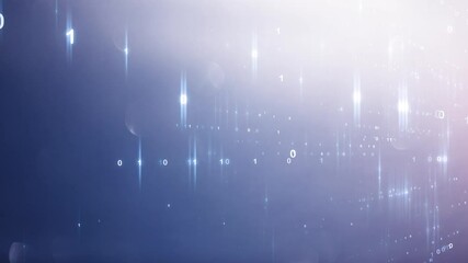 shining sky with glowy binary numbers rotation animation background.