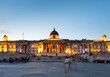 Exterior of National Gallery, London at night