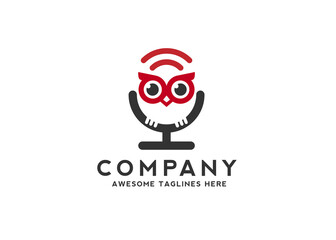 Wall Mural - unique and simple owl and wifi network symbol vector concept