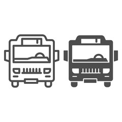 Poster - shuttle bus line and solid icon, public transport concept, autobus sign on white background, bus ico
