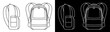 school backpack icon. Side and front views. September 1, beginning of school year at school. Student Accessories Vector on white background