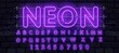 © executioner4 - Purple vector neon tube alphabet font. Neon color letters, numbers and symbols. Stock vector typeface for any typography design.