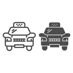Poster - Taxi line and solid icon, Public transport concept, taxicab sign on white background, Taxi car icon in outline style for mobile concept and web design. Vector graphics.