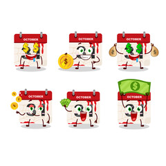 Wall Mural - Halloween calendar cartoon character with cute emoticon bring money