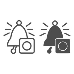 Poster - Call button to the driver line and solid icon, Public transport concept, Ringing bell sign on white background, Call button and alarm bell icon in outline style for mobile concept and web design
