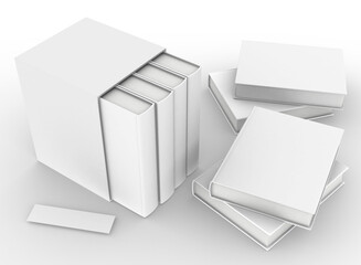 Poster - template empty book mockup set white background , 3d rendering