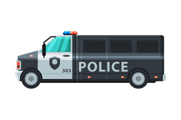 Sticker - Police Van Vehicle, Emergency Patrol Transport Flat Vector Illustration