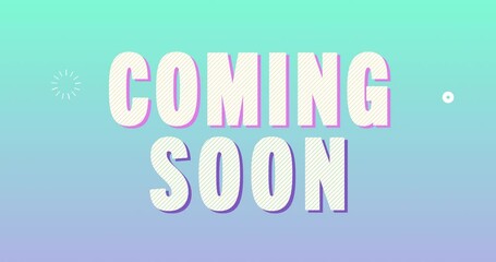 Wall Mural - coming soon logotype. smooth text animation on colorful background. high quality 4k footage